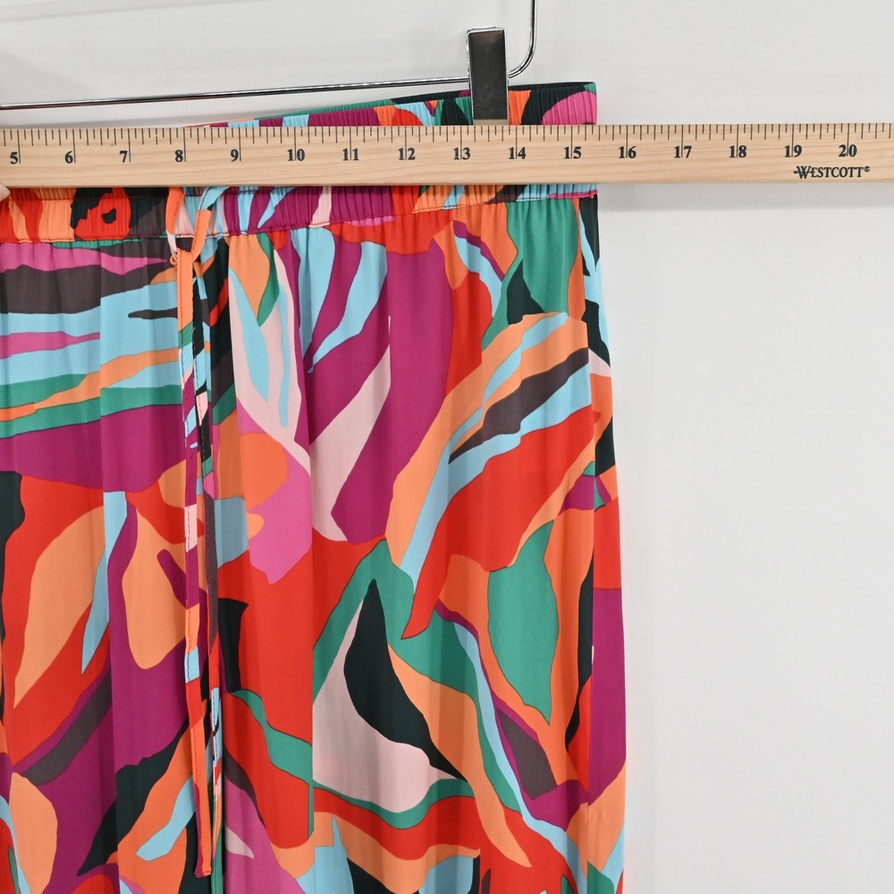 Rachel Zoe Tropical Wide Leg Pants Womens Sz M Multicolor Palazzo Elastic Waist‎ - Picture 3 of 13